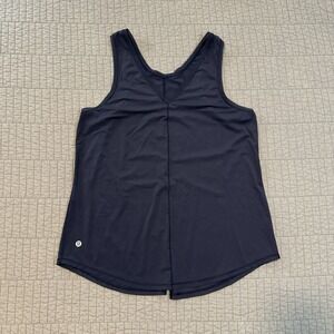 Lululemon V Neck Split Back‎ Tank Top Women's Medium Blue Lightweight Athleisure
